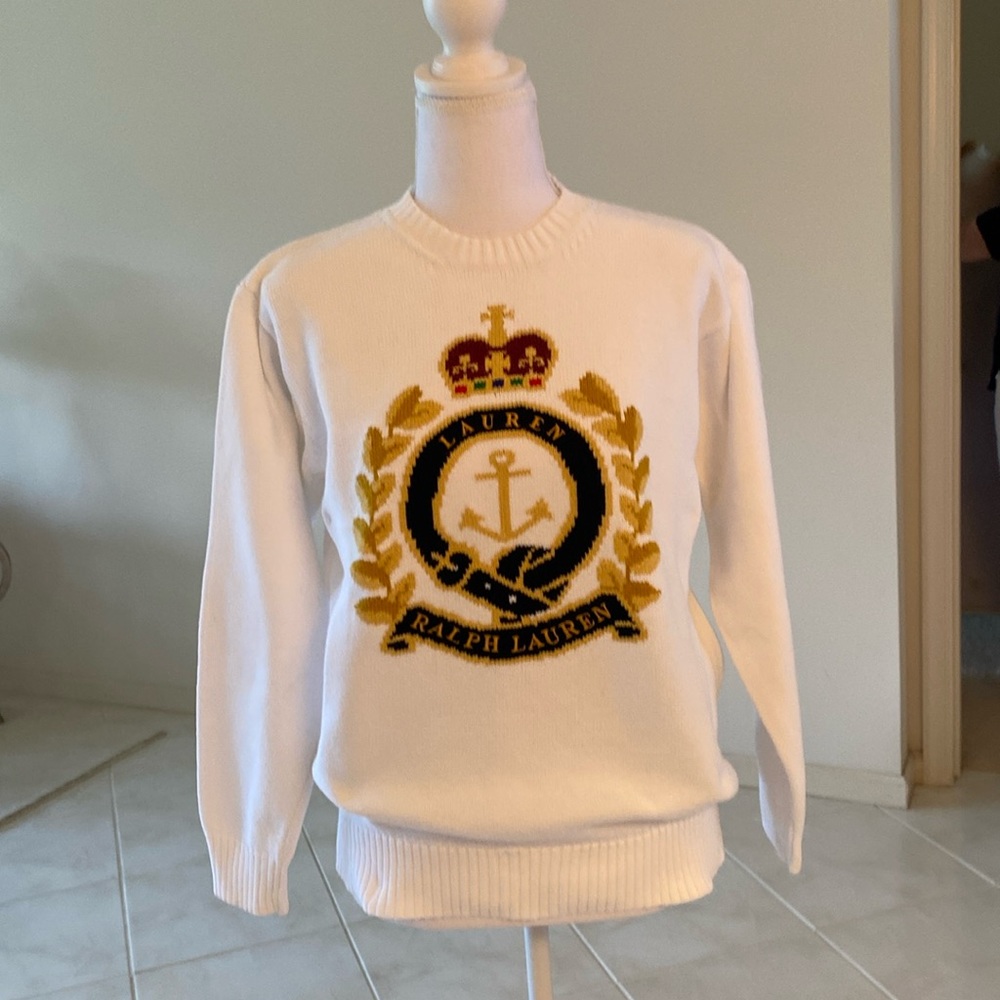 Ralph Lauren sweater, heavy cotton. Sleeves are 20" long, 25" length.